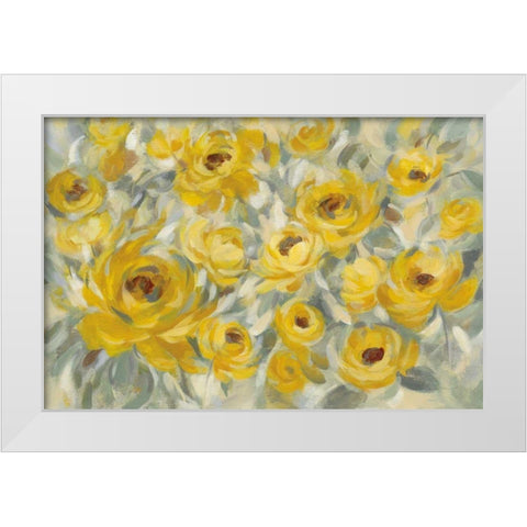Yellow Roses White Modern Wood Framed Art Print by Vassileva, Silvia