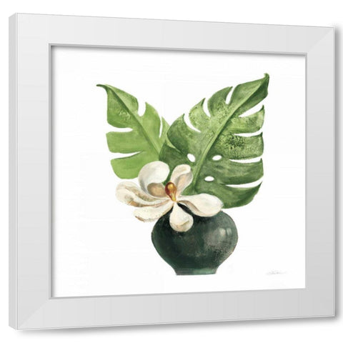 Tropical Leaves II on White White Modern Wood Framed Art Print by Vassileva, Silvia