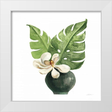 Tropical Leaves II on White White Modern Wood Framed Art Print by Vassileva, Silvia