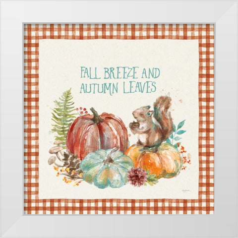 Autumn Friends IV Pattern VA White Modern Wood Framed Art Print by Urban, Mary