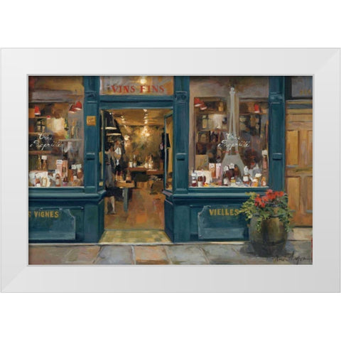 Parisian Wine Shop White Modern Wood Framed Art Print by Hageman, Marilyn