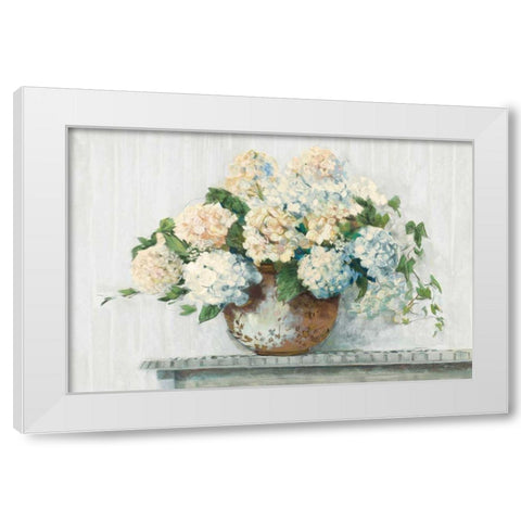 White Hydrangea Cottage White Modern Wood Framed Art Print by Rowan, Carol