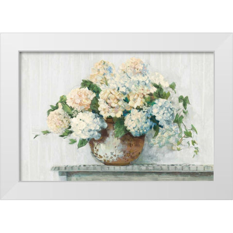 White Hydrangea Cottage White Modern Wood Framed Art Print by Rowan, Carol