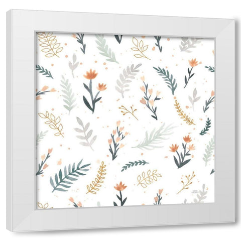 Spring Blooms Pattern VII White Modern Wood Framed Art Print by Marshall, Laura