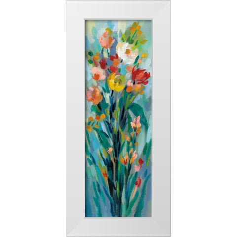 Tall Bright Flowers I White Modern Wood Framed Art Print by Vassileva, Silvia