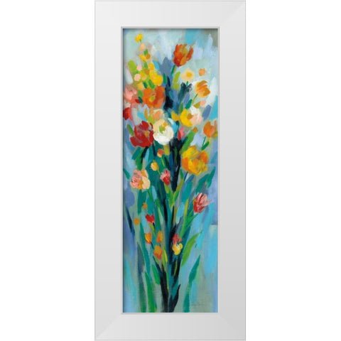 Tall Bright Flowers II White Modern Wood Framed Art Print by Vassileva, Silvia
