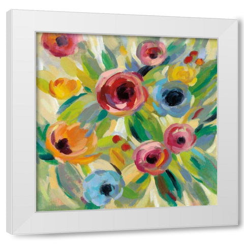 Vivid Coral Floral II White Modern Wood Framed Art Print by Vassileva, Silvia