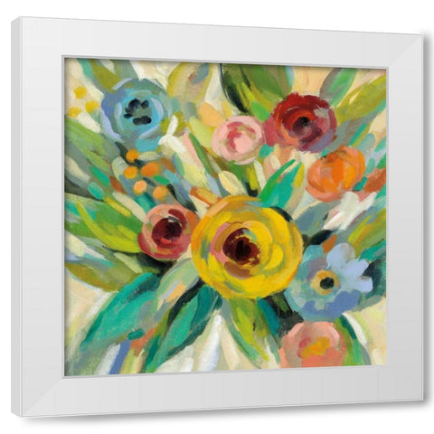 Vivid Coral Floral III White Modern Wood Framed Art Print by Vassileva, Silvia