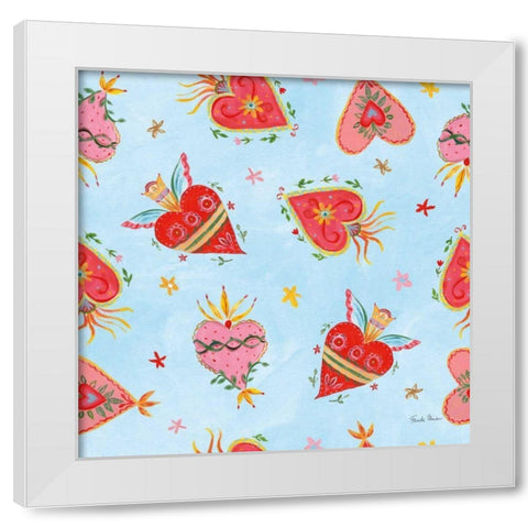 Homage to Frida Pattern VB White Modern Wood Framed Art Print by Zaman, Farida