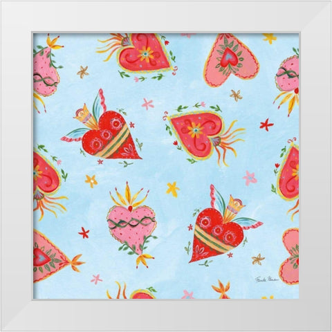 Homage to Frida Pattern VB White Modern Wood Framed Art Print by Zaman, Farida