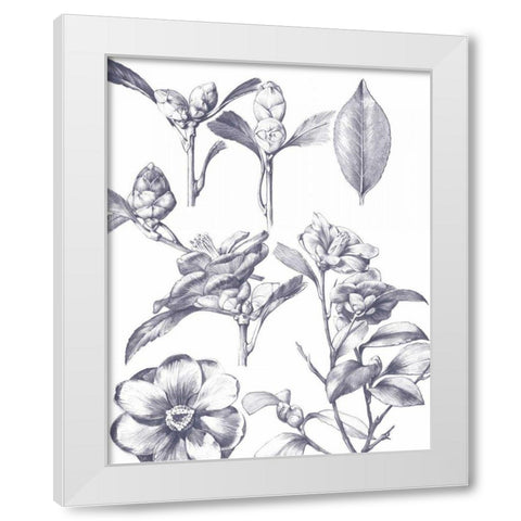 Lithograph Florals II Blue White Modern Wood Framed Art Print by Wild Apple Portfolio