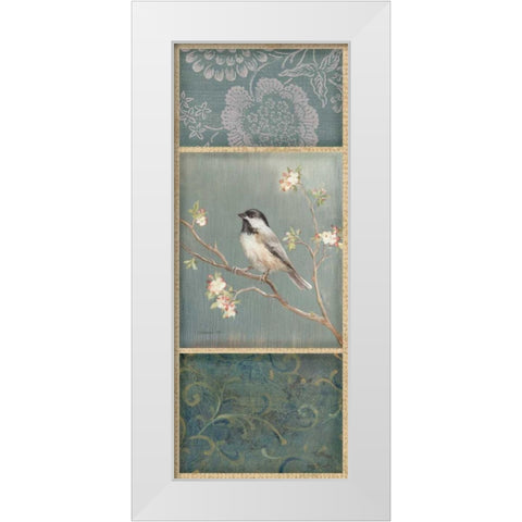 Black Capped Chickadee - Wag White Modern Wood Framed Art Print by Nai, Danhui