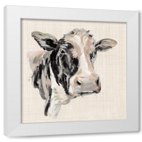 Expressionistic Cow I Neutral Linen White Modern Wood Framed Art Print by Vassileva, Silvia