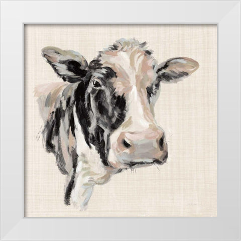 Expressionistic Cow I Neutral Linen White Modern Wood Framed Art Print by Vassileva, Silvia