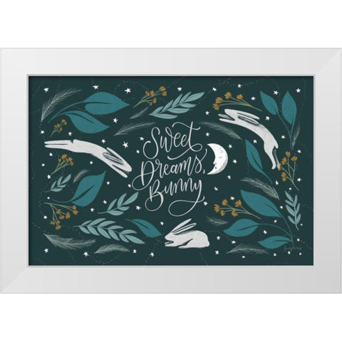 Sweet Dreams Bunny I White Modern Wood Framed Art Print by Thorns, Becky
