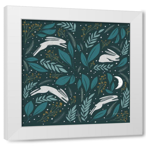 Sweet Dreams Bunny Pattern IA White Modern Wood Framed Art Print by Thorns, Becky