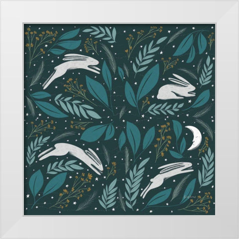 Sweet Dreams Bunny Pattern IA White Modern Wood Framed Art Print by Thorns, Becky