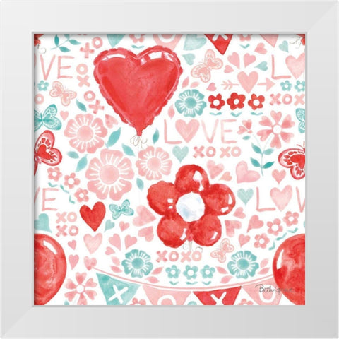 Paws of Love Pattern IVA White Modern Wood Framed Art Print by Grove, Beth