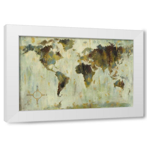 Bronze World Map White Modern Wood Framed Art Print by Vassileva, Silvia