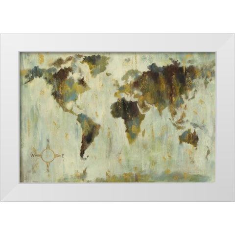 Bronze World Map White Modern Wood Framed Art Print by Vassileva, Silvia