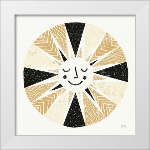 Sunshine Black Gold Sq White Modern Wood Framed Art Print by Mullan, Michael