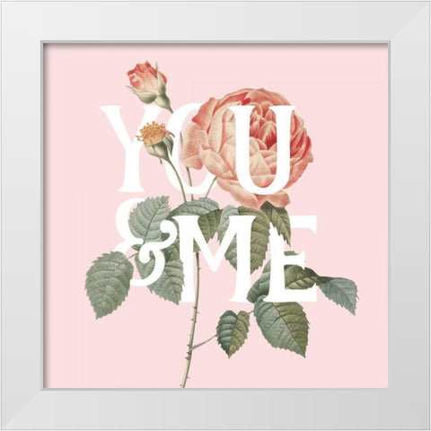 Botanical Pink Rose II You White Modern Wood Framed Art Print by Wild Apple Portfolio