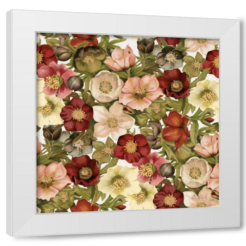 Vintage Petals Pattern I White Modern Wood Framed Art Print by Pertiet, Katie