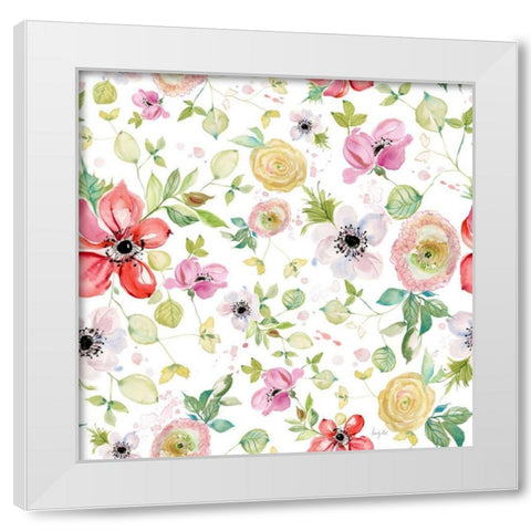 Spray of Anemones Pattern I White Modern Wood Framed Art Print by Rice, Kristy