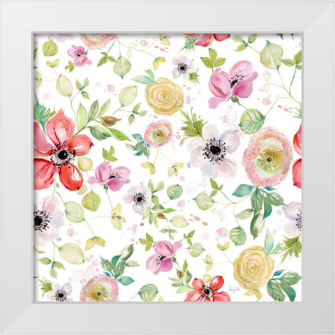 Spray of Anemones Pattern I White Modern Wood Framed Art Print by Rice, Kristy