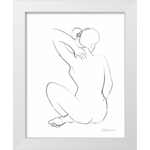 Nude Sketch I White Modern Wood Framed Art Print by Hristova, Albena