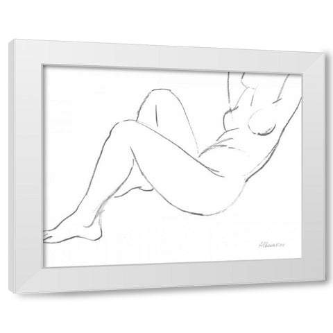 Nude Sketch II White Modern Wood Framed Art Print by Hristova, Albena