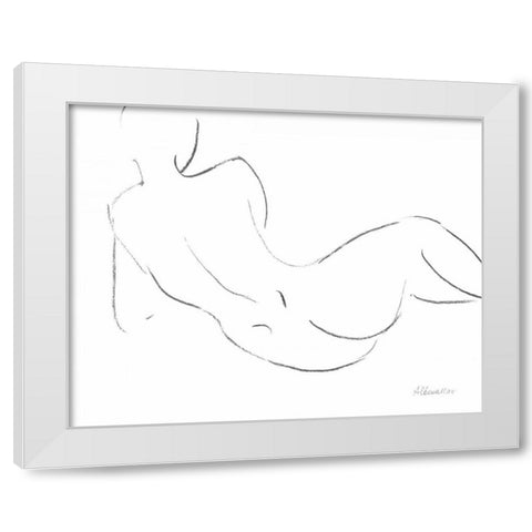 Nude Sketch III White Modern Wood Framed Art Print by Hristova, Albena