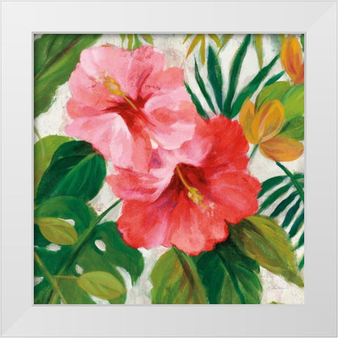 Tropical Jewels I v2 Pink Crop White Modern Wood Framed Art Print by Vassileva, Silvia