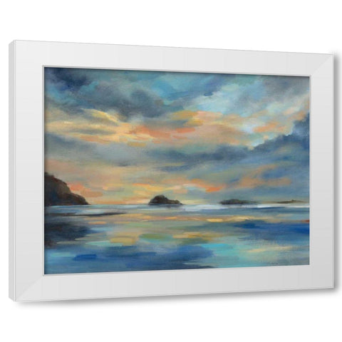 Pacific Sunset White Modern Wood Framed Art Print by Vassileva, Silvia
