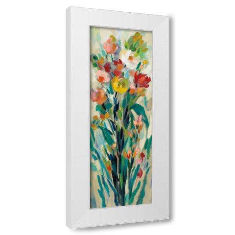 Tall Bright Flowers Cream I White Modern Wood Framed Art Print by Vassileva, Silvia