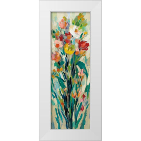 Tall Bright Flowers Cream I White Modern Wood Framed Art Print by Vassileva, Silvia