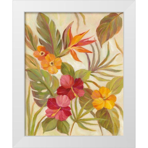 Coral Tropical Floral I White Modern Wood Framed Art Print by Vassileva, Silvia