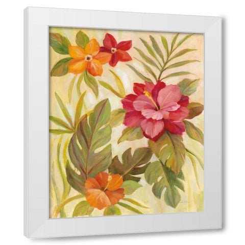 Coral Tropical Floral II White Modern Wood Framed Art Print by Vassileva, Silvia
