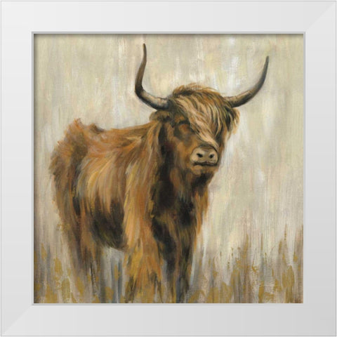 Highland Mountain Cow White Modern Wood Framed Art Print by Vassileva, Silvia