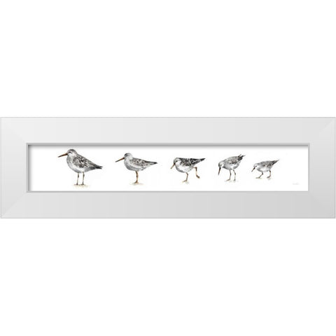 Pebbles and Sandpipers IX Gray No Words Border White Modern Wood Framed Art Print by Audit, Lisa