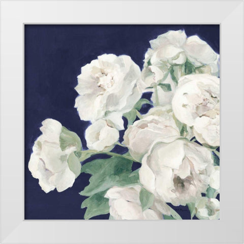 Peonies on Navy White Modern Wood Framed Art Print by Hageman, Marilyn