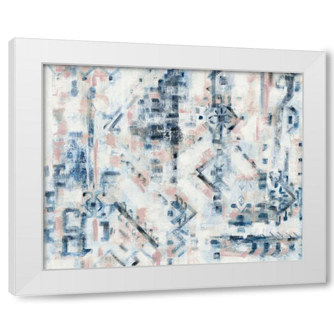 Scattered Indigo Rose Crop White Modern Wood Framed Art Print by Vassileva, Silvia
