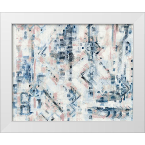 Scattered Indigo Rose Crop White Modern Wood Framed Art Print by Vassileva, Silvia