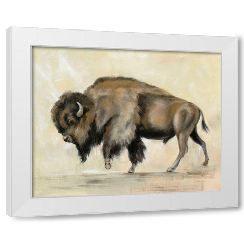 Bronze Buffalo White Modern Wood Framed Art Print by Vassileva, Silvia