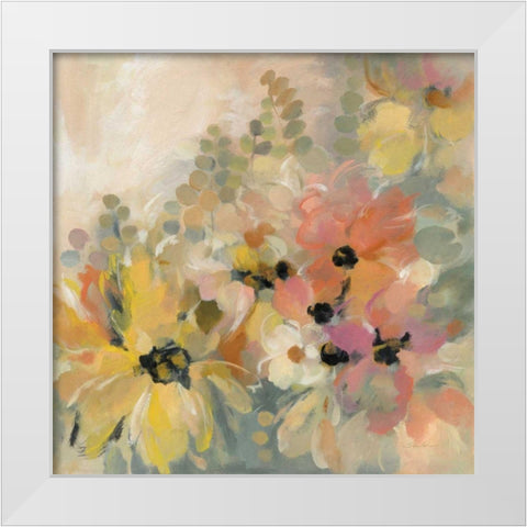 June Flower Bed White Modern Wood Framed Art Print by Vassileva, Silvia