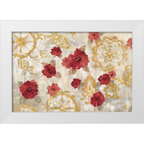 Elegant Fresco Red Gold White Modern Wood Framed Art Print by Vassileva, Silvia