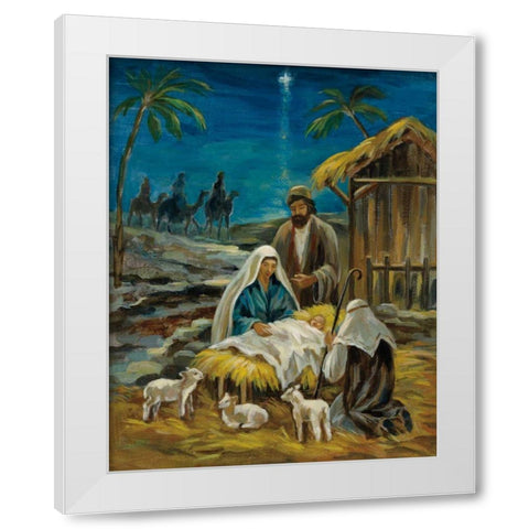 Nativity Scene White Modern Wood Framed Art Print by Vassileva, Silvia