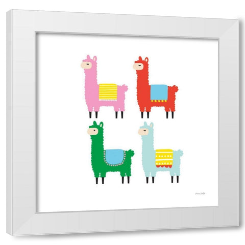The Llamas White Modern Wood Framed Art Print by Kelle, Ann