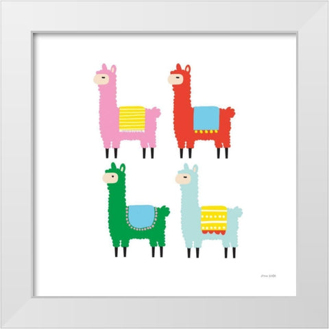 The Llamas White Modern Wood Framed Art Print by Kelle, Ann