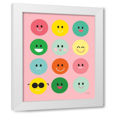Happy Circles White Modern Wood Framed Art Print by Kelle, Ann